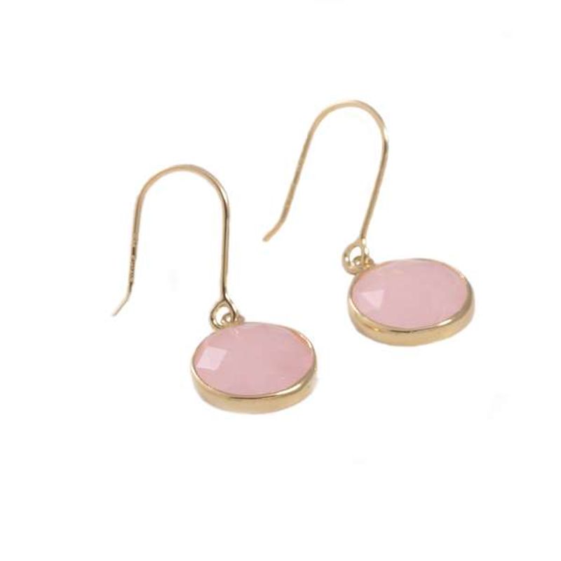 Ørepynt i 585 gull med ROSA JADE- 47297