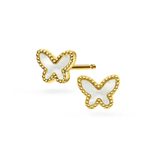 Hovedbilde Øredobber i forgylt sølv - sommerfugl