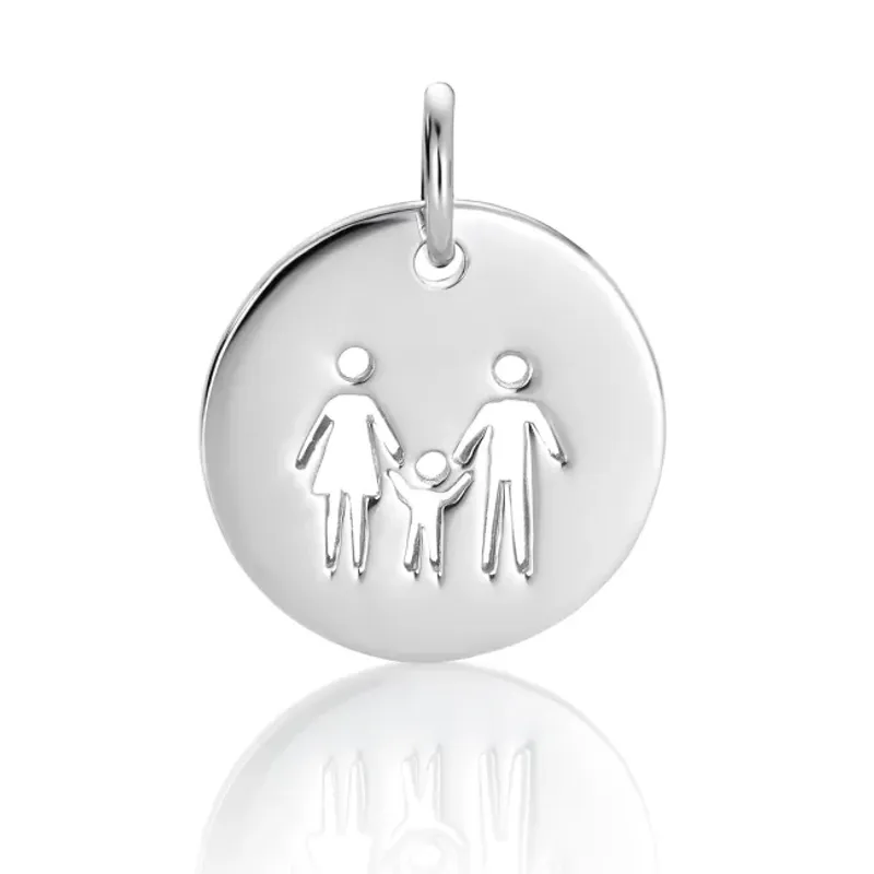 Familie på tre- Anheng i sølv, inkl.kjede 42 cm
