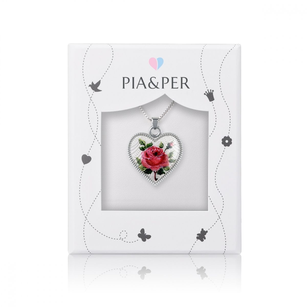  Halskjede i sølv - Rosemotiv- med 'Fadervår' på baksiden m/kjede