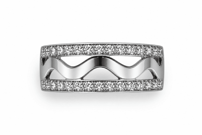 Ring i 585 hvitt gull og zirkonia, B:7mm Str.53