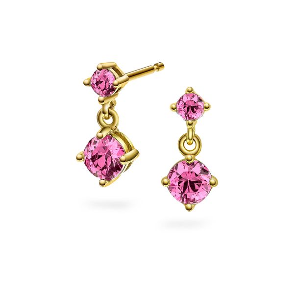 Hovedbilde Øredobber til barn i 925 forgylt sølv med rosa ...