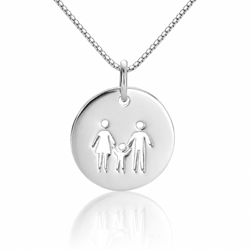 Familie på tre- Anheng i sølv, inkl.kjede 42 cm