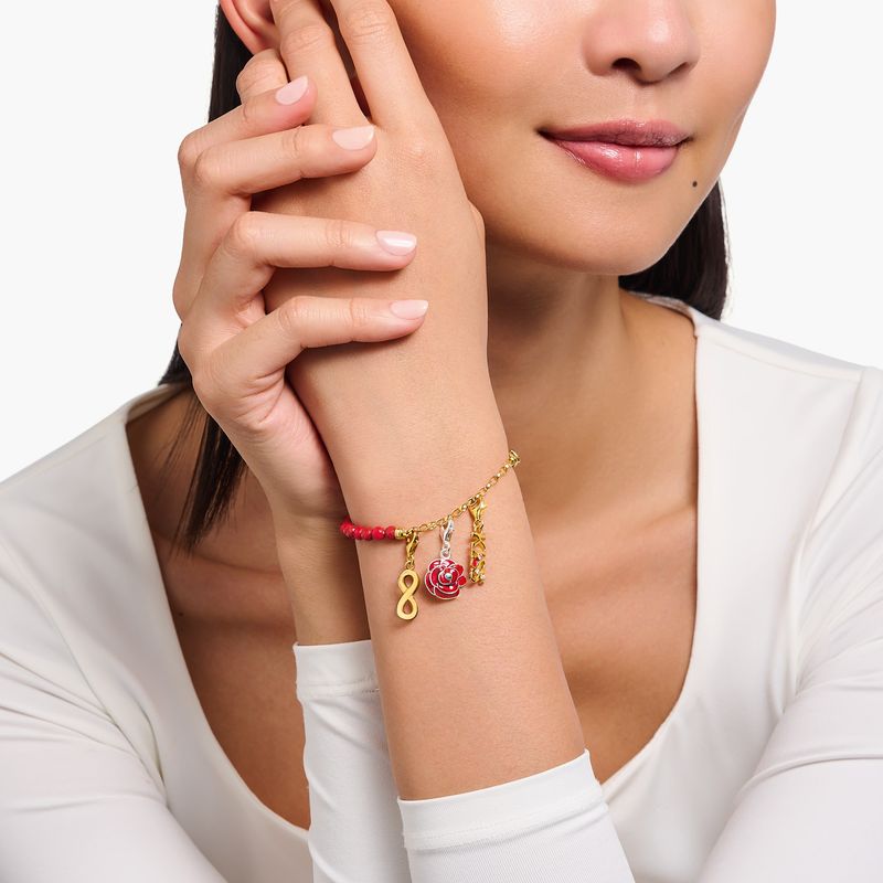 THOMAS SABO charm, 'Kiss', forgylt sølv og zirkonia