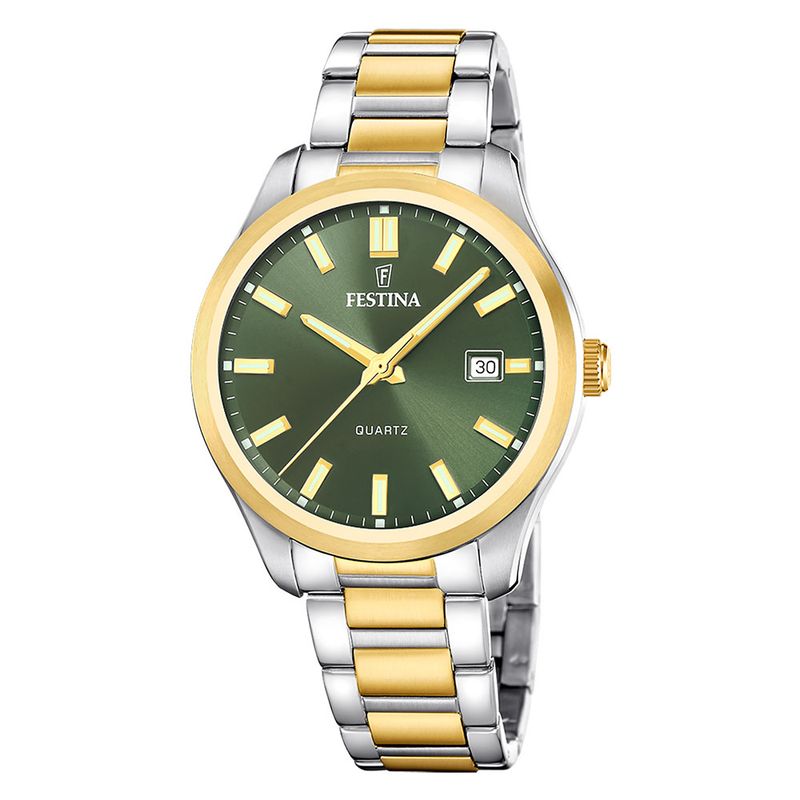 Festina Ø42mm, 50m, tofarget lenke, grønn skive