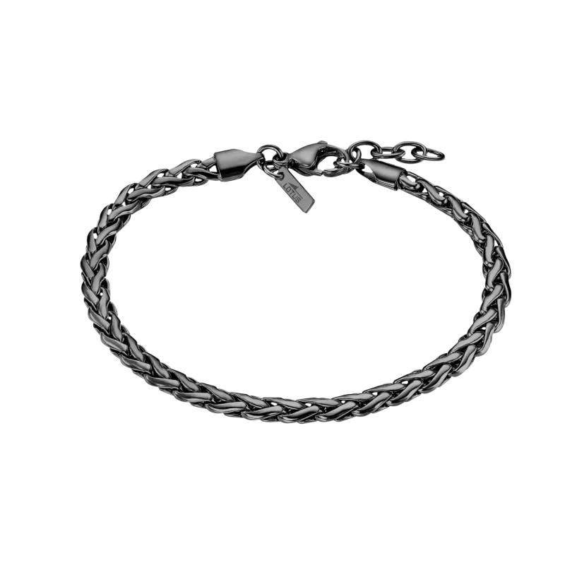 Lotus Style, armbånd i stål, sort PVD (bredde 4 mm, lengde 19-21 cm)