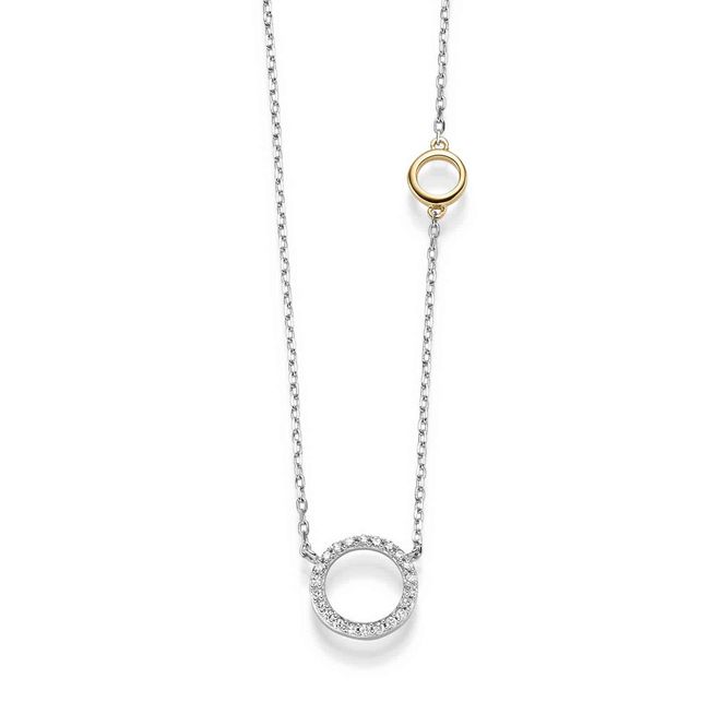 Hovedbilde Anheng 585 hvitt gull og dia.0,07ct W/SI, kjede ...