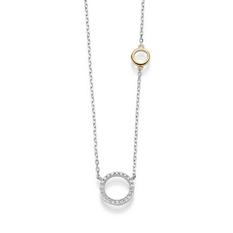 Anheng 585 hvitt gull og dia.0,07ct W/SI, kjede 14kt gull