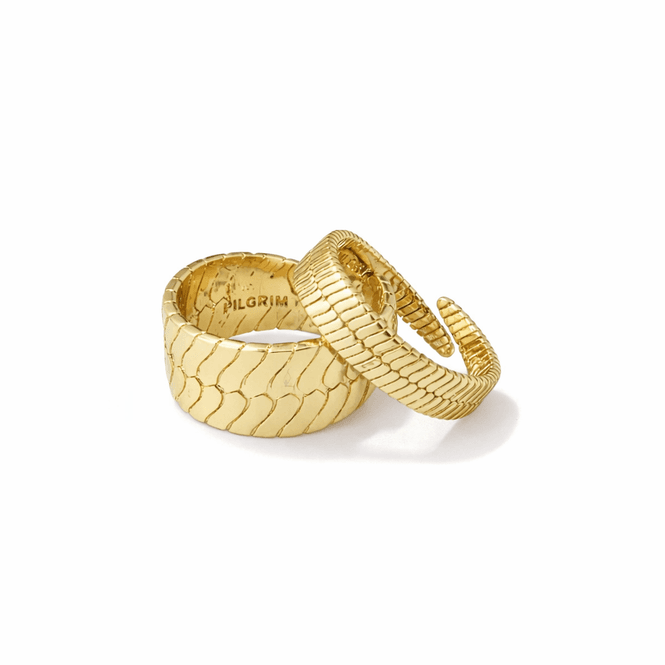 Hovedbilde PILGRIM KELLY ring gullbelagt, justerbar, 2-pk
