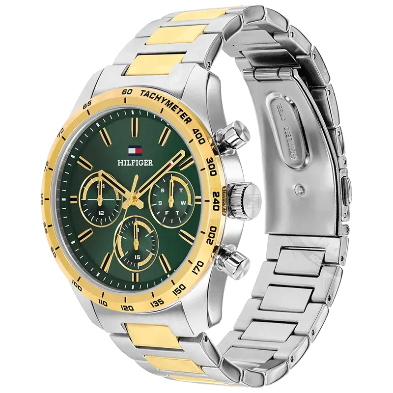 Tommy Hilfiger Ø42mm 5ATM gull/stål/grønn