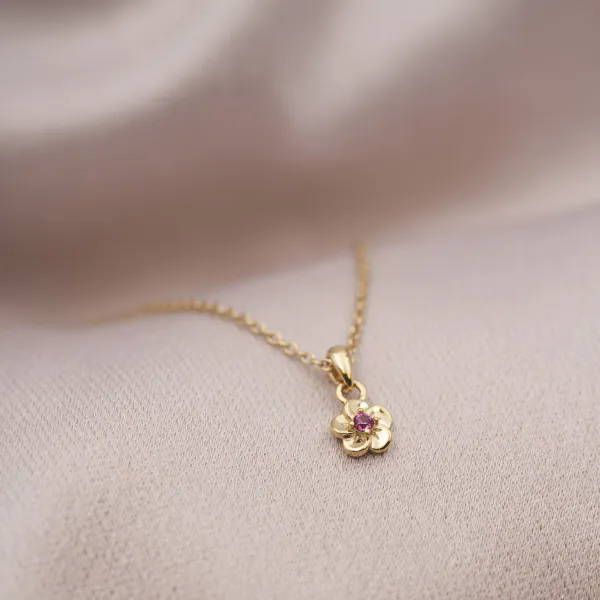 Hovedbilde Smykke sølv med rosa zirkonia blomst, inkl.kjede