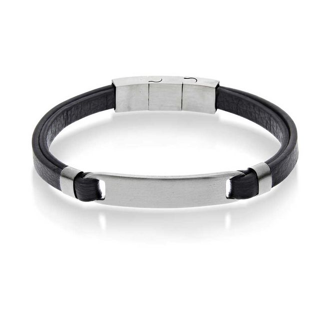 Hovedbilde Armbånd- sort skinn og stål- 972499