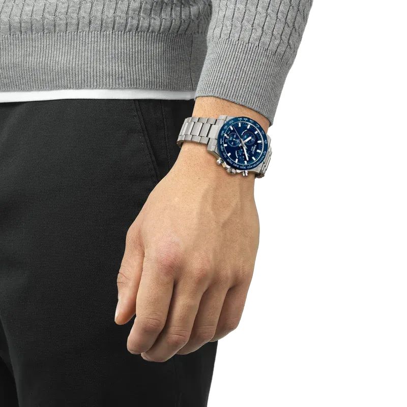 Tissot Ø42mm 100m' Supersport Chrono Blå/Stål