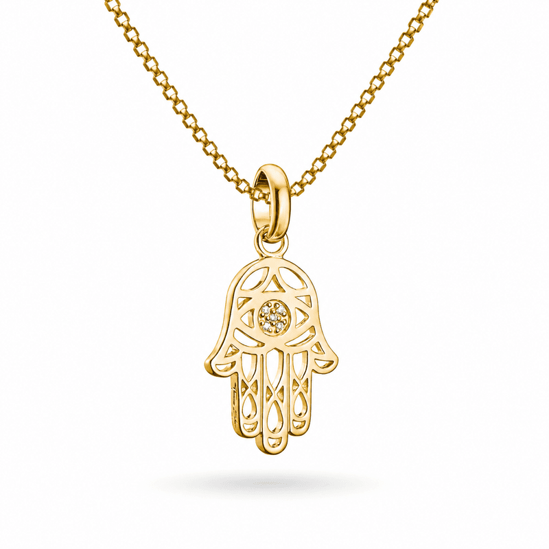 THOMAS SABO anheng- Fatimas hånd (Hamsa) i forgylt sølv med cz