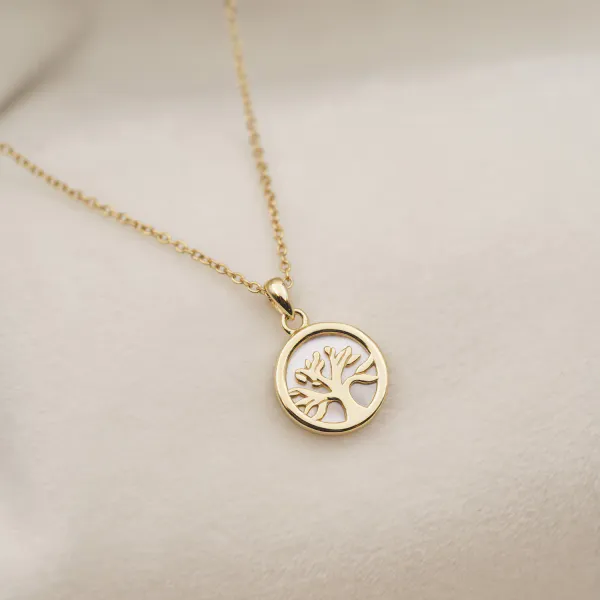 Hovedbilde Smykke i forgylt sølv med perlemor- Livets tre